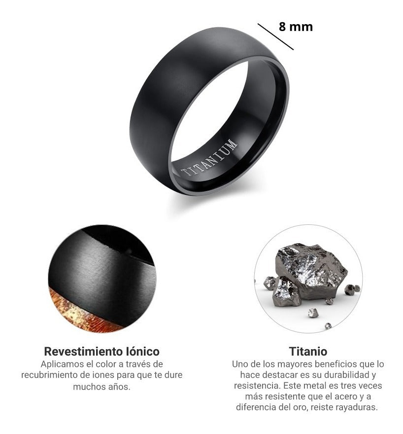 Anillo Chulada, Negro Puro, 100% Titanio, P0005