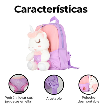 Mochila Infantil Preescolar De Peluche Desmontable Para Niño Niña